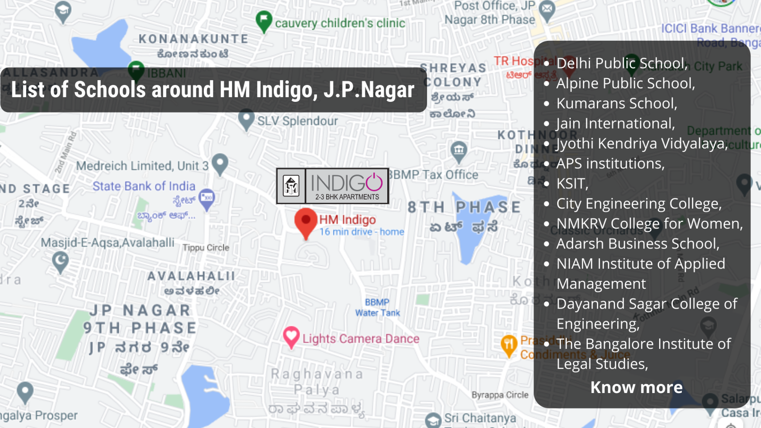 Find the Best Schools and Colleges Around HM Indigo, JP Nagar